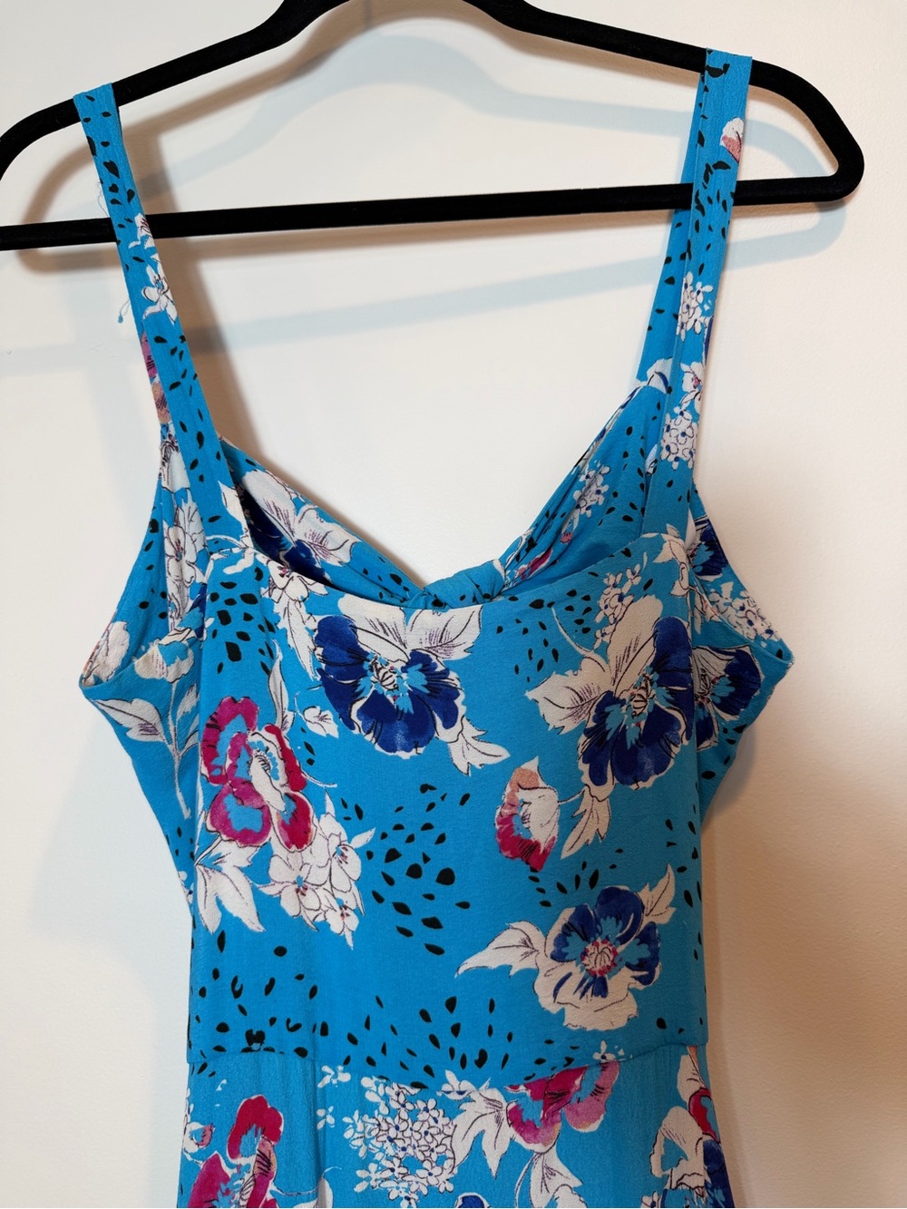 Zara Blue Red Floral Open Tie Back Strappy Maxi Dress Sz Small - Picture 7 of 9